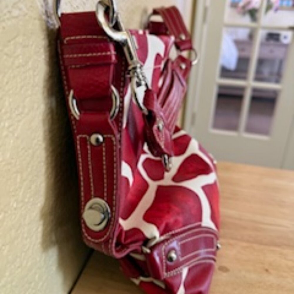Dooney & Bourke Red/White Zebra Print Leather Shoulder Bag - Picture 6 of 10